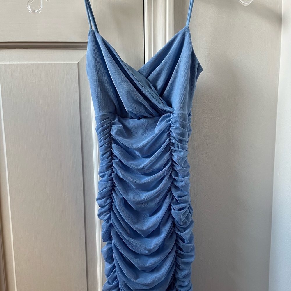 Lucy in the Sky Cicely Mesh Bodycon Dress in Blue XS